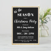 Die Jahreszeit| Schwarzes und weißes Weihnachtsges Einladung (Stehend Vorderseite)