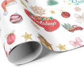 Die Jahreszeit, Weihnachten Retro-Vintage Muster Geschenkpapier (Rolleneckpunkt)