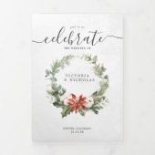 Die Jahreszeit | Weihnachts-Hochzeit Dreifach Gefaltete Einladung (Cover)