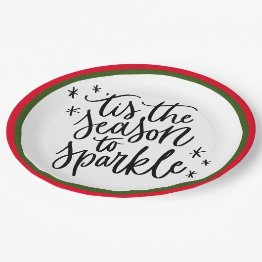 Die Jahreszeit zum Sparkeln Pappteller (Schrägansicht)