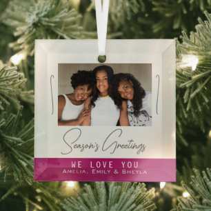 Die Jahreszeiten Grüße Minimalistisch Rosa Foto We Ornament Aus Glas