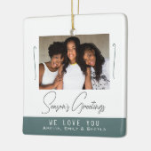 Die Jahreszeiten Grüße Minimalistisches Foto Weihn Keramikornament (Links)