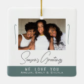 Die Jahreszeiten Grüße Minimalistisches Foto Weihn Keramikornament (Rückseite)