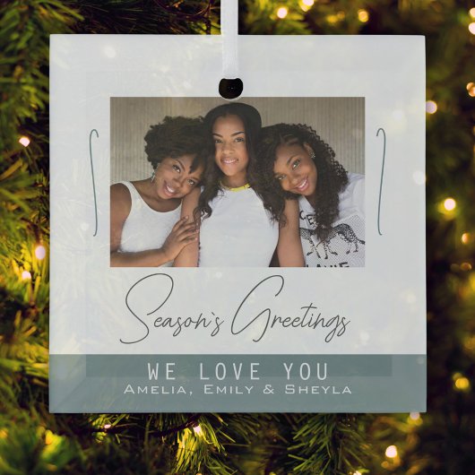 Die Jahreszeiten Grüße Minimalistisches Foto Weihn Ornament Aus Glas