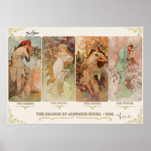 Die Jahreszeiten von Alphonse Mucha Poster