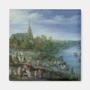 Die jährliche Pfarrmesse in Schelle, 1614 Magnet
