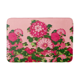 Die japanische Blume Border, Fuchsia und Korallenr Badematte