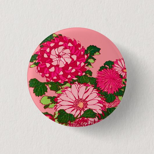 Die japanische Blume Border, Fuchsia und Korallenr Button (Vorderseite)