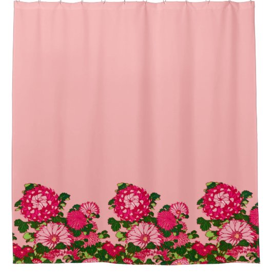 Die japanische Blume Border, Fuchsia und Korallenr Duschvorhang (Vorderseite)