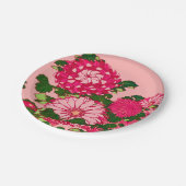 Die japanische Blume Border, Fuchsia und Korallenr Pappteller (Schrägansicht)