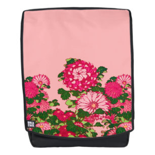 Die japanische Blume Border, Fuchsia und Korallenr Rucksack