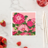 Die japanische Blume Border, Fuchsia und Korallenr Serviette (Beispiel)