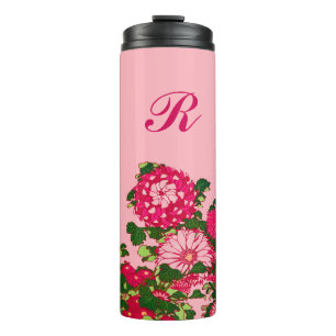 Die japanische Blume Border, Fuchsia und Korallenr Thermosbecher