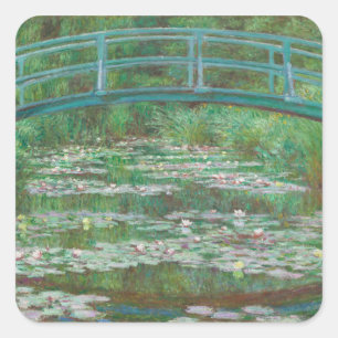 Die japanische Brücke Claude Monet Quadratischer Aufkleber