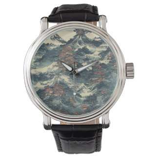 Die japanische Öllandschaft malt coole Fantasie Armbanduhr