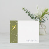 Die Jet Set Travel Stationery Card aufdecken - Grü Folie Einladungspostkarte (Stehend vorne)
