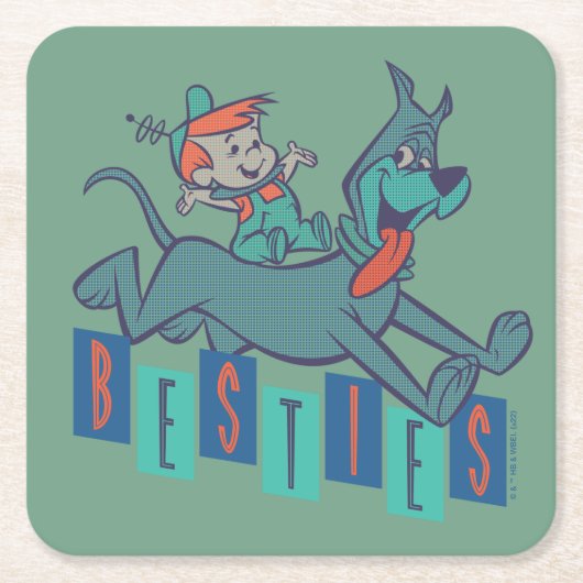 Die Jetsons | Elroy & Astro Besties Rechteckiger Pappuntersetzer (Vorderseite)