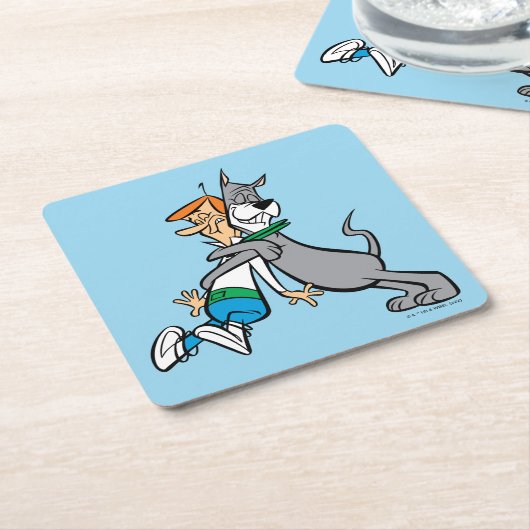 Die Jetsons | George & Astro Hug Rechteckiger Pappuntersetzer (angewinkelt)