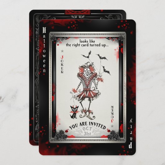 Die Joker- und Little-Black-Dog-Karte Einladung (Vorne/Hinten)