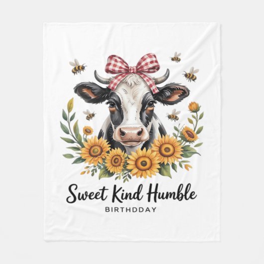 Die Joyfull Strawberry Cow Liebe Classic T-Shi Fleecedecke (Vorderseite)