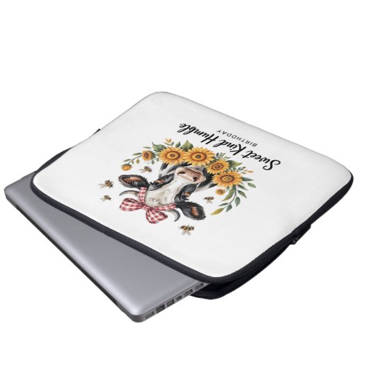 Die Joyfull Strawberry Cow Liebe Classic T-Shi Laptopschutzhülle (Vorne Knopf)