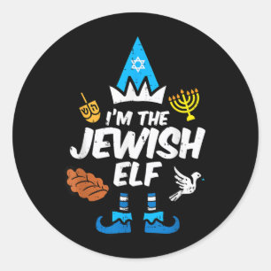 Die jüdische Elf-Familie Chanukka Chanukkah Männer Runder Aufkleber