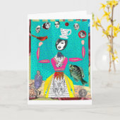 Die Juggling Lady Grußkarte Karte (Gelbe Blume)