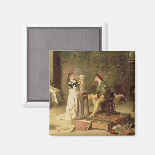 Die junge Bildhauerin (Öl auf Leinwand) Magnet (Vorderseite/Rückseite)