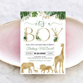 Die Junge Elephant Safari Gold Baby Dusche Einladung