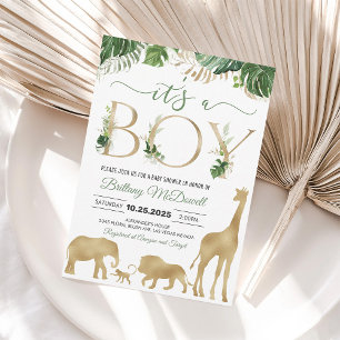 Die Junge Elephant Safari Gold Baby Dusche Einladung