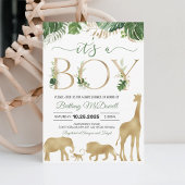 Die Junge Elephant Safari Gold Baby Dusche Einladung