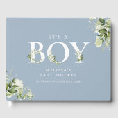 Die Junge Grüne Letter Dusty Blue Baby Dusche Gästebuch (Vorderseite)