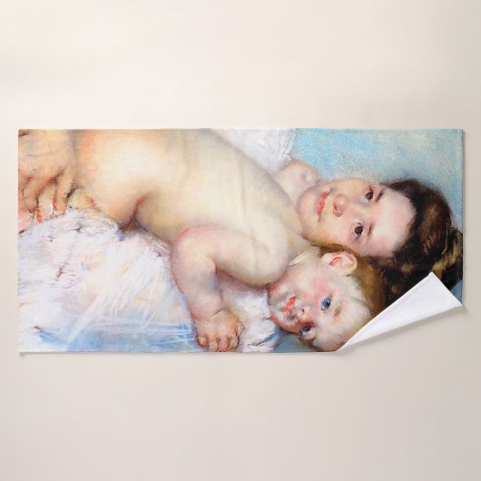 Die junge Mutter, Cassatt Badehandtuch (Badehandtuch)