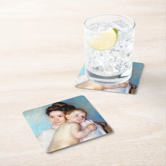 Die junge Mutter, Cassatt Rechteckiger Pappuntersetzer (Vor Ort)