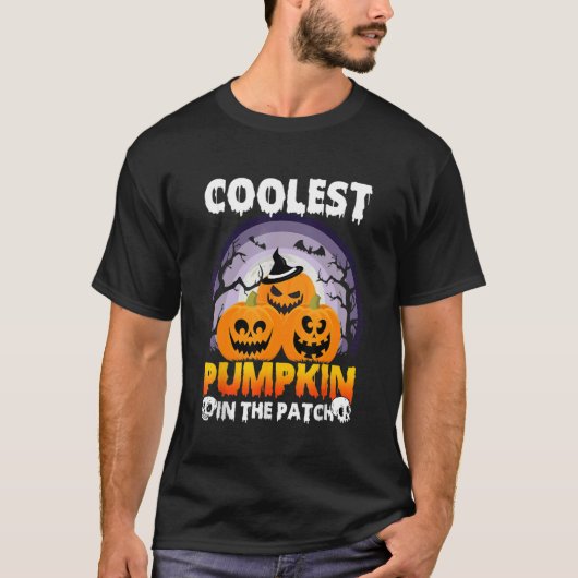 die Jungen halloween cooler Kürbis im Patch pu T-Shirt (Vorderseite)
