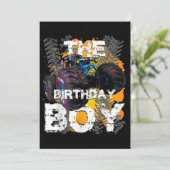 Die Jungen-Monster-Matching-Familie zum Geburtstag Einladung (Stehend Vorderseite)