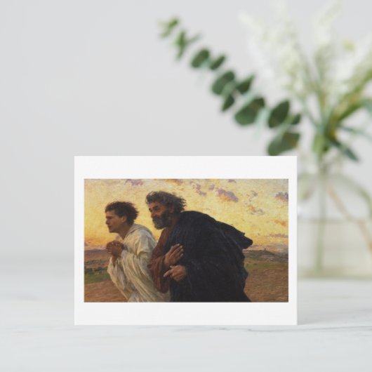 Die Jünger Peter und John laufen Postkarte (Stehend Vorderseite)