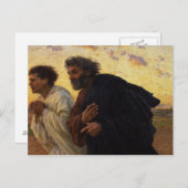 Die Jünger Peter und John laufen Postkarte (Vorne/Hinten)