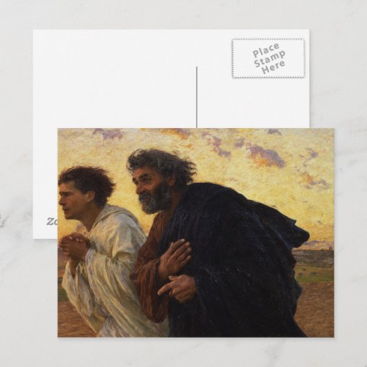 Die Jünger Peter und John laufen Postkarte (Vorne/Hinten)
