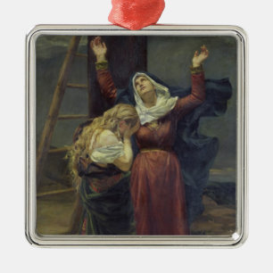 Die Jungfrau am Fuß des Kreuzes Silbernes Ornament