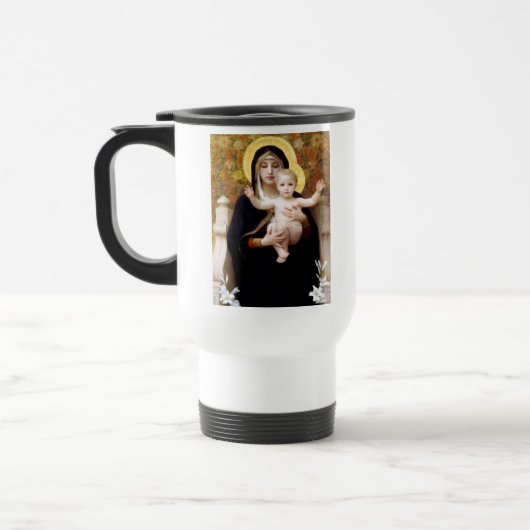 Die Jungfrau der Lilienen-Reise-Tasse w/Prayer Reisebecher (Links)