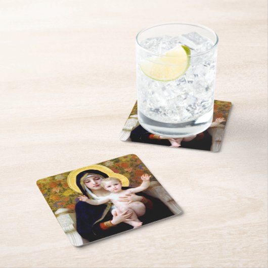 Die Jungfrau der Lily, Bouguereau Rechteckiger Pappuntersetzer (Vor Ort)