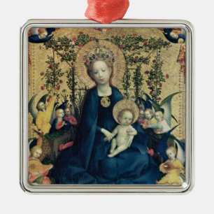 Die Jungfrau der Rose Bush Silbernes Ornament