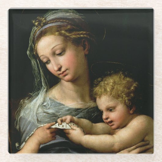 Die Jungfrau der Rose, c.1518 Glasuntersetzer (Vorderseite)