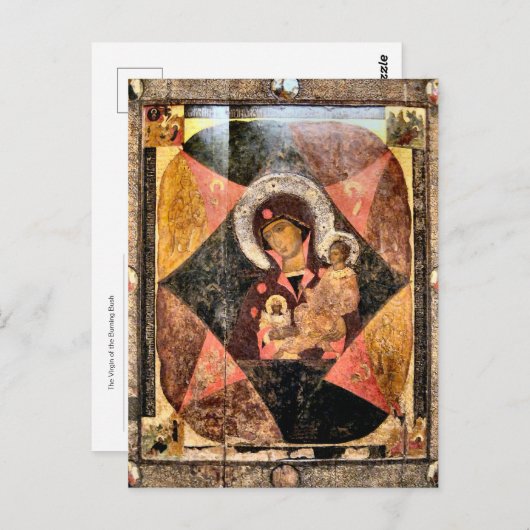 Die Jungfrau des brennenden byzantinischen Symbols Postkarte (Vorne/Hinten)