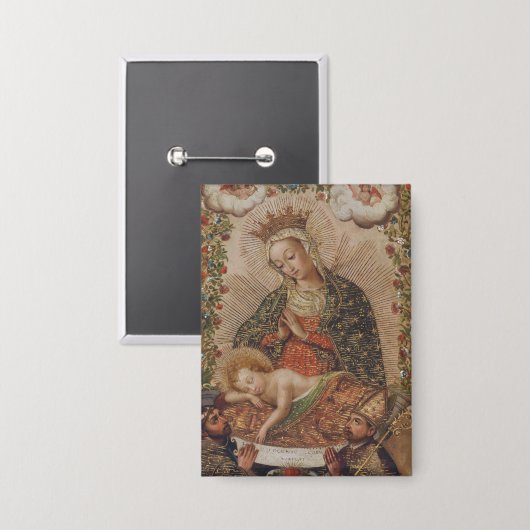 Die Jungfrau, die Christkind bewundert Button (Vorderseite/Rückseite)