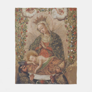 Die Jungfrau, die Christkind bewundert Fleecedecke
