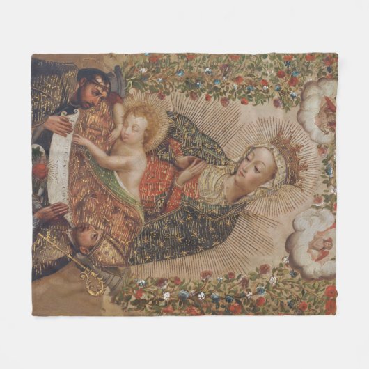 Die Jungfrau, die Christkind bewundert Fleecedecke (Vorderseite (Horizontal))