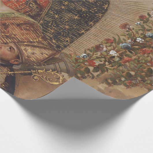 Die Jungfrau, die Christkind bewundert Geschenkpapier (Ecke)