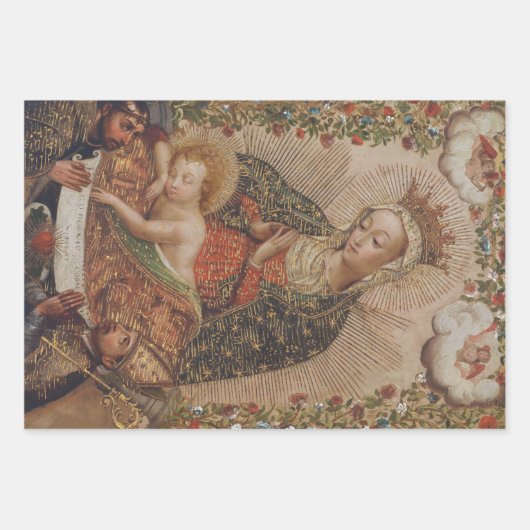 Die Jungfrau, die Christkind bewundert Geschenkpapier Set (Vorderseite)